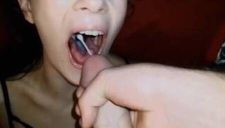 Best POV SlowMotion Cumshot Down Throat Ever ! Perfect Aim