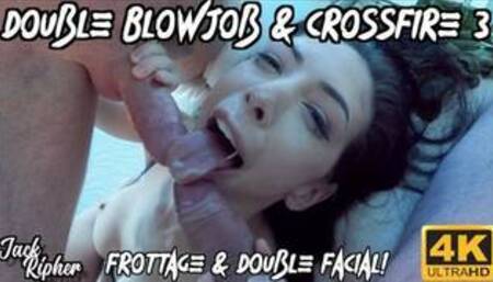 Petite Submissive Girlfriend Double Blowjob & Messy Double Facial!