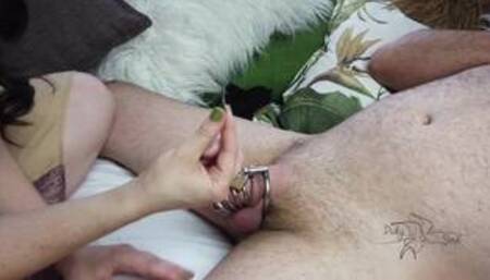 Lock Him Up Femdom Male Chastity Belt | First Time Locked Up Surprise