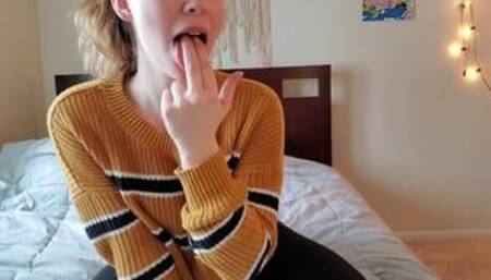 Stripping out of school cloths to masturbate