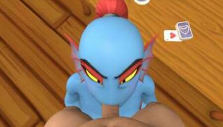 Undertale Undyne blowjob to a white guy